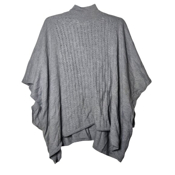 Susana Monaco Womens Gray Wool Blend Mock Neck Poncho Sweater One Size O/S Soft - Picture 1 of 9